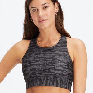 Fabletics No Bounce Sports Bra in Pewter Tigress, XXL, Black Gray Animal Print